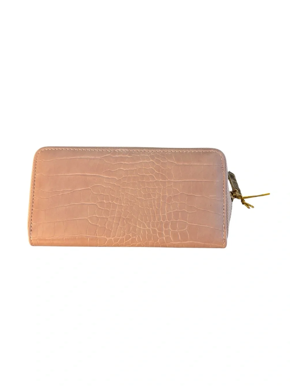 Bebe Natalia Croco Zip Around Wallet Dusty Pink Gold Hardware BNWT Box